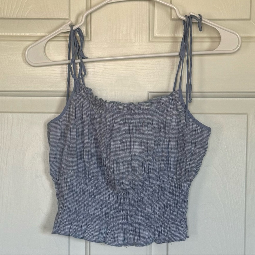 KENDALL & KYLIE • Women’s Blue Gingham Cropped Cami Adjustable Straps Size-Small